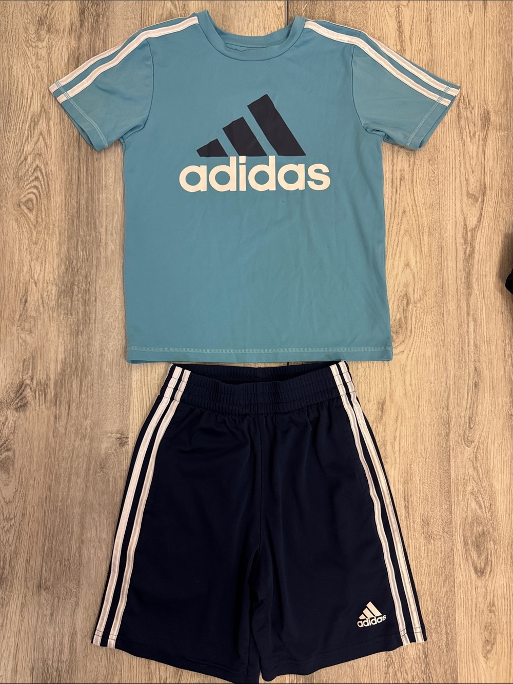 adidas Turquoise Tee and Navy Shorts Kids Matching Athletic Set